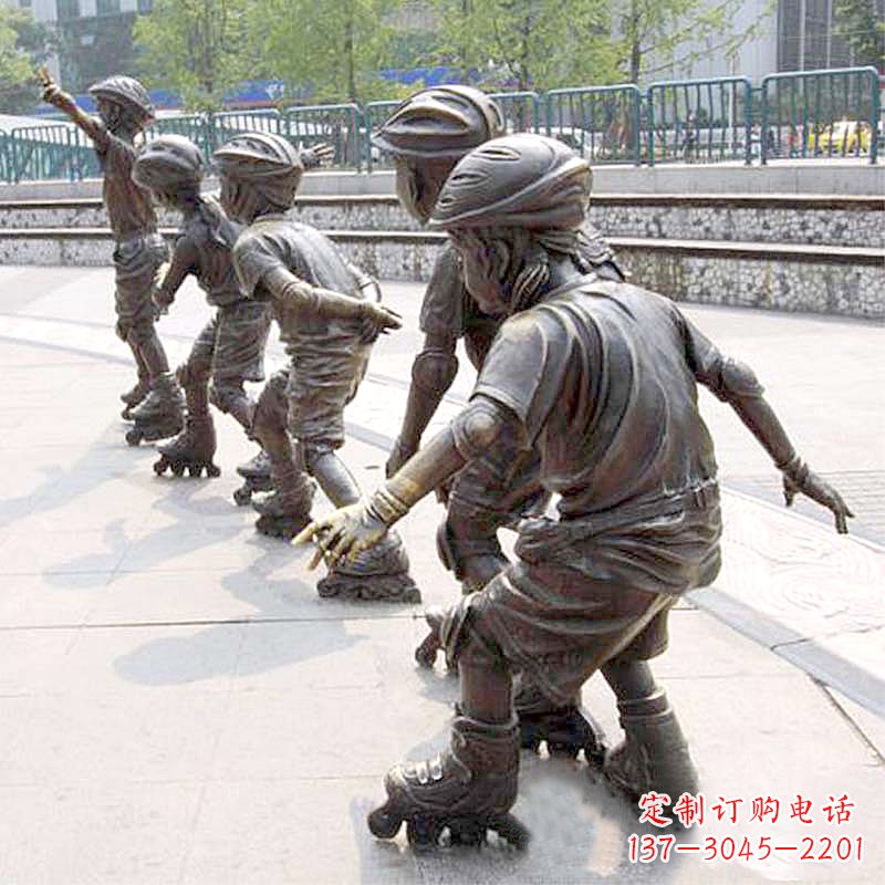 江西小孩滑旱冰广场运动主题雕塑