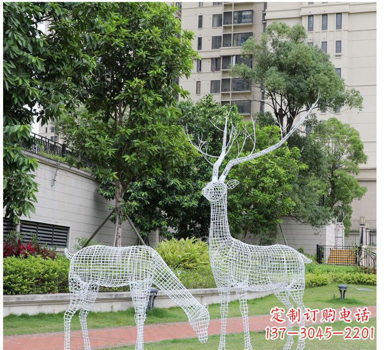 江西小区不锈钢镂空梅花鹿鹿雕塑