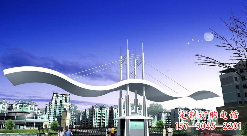 江西小区不锈钢门牌坊景观雕塑