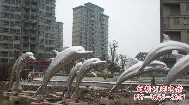 江西小区不锈钢跳跃海豚雕塑