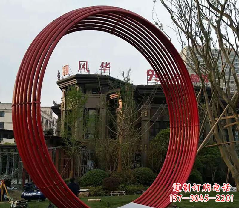 江西小区不锈钢圆环景观雕塑