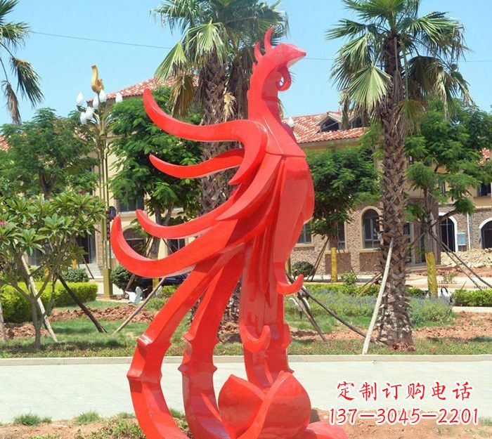 江西小区抽象不锈钢凤凰雕塑