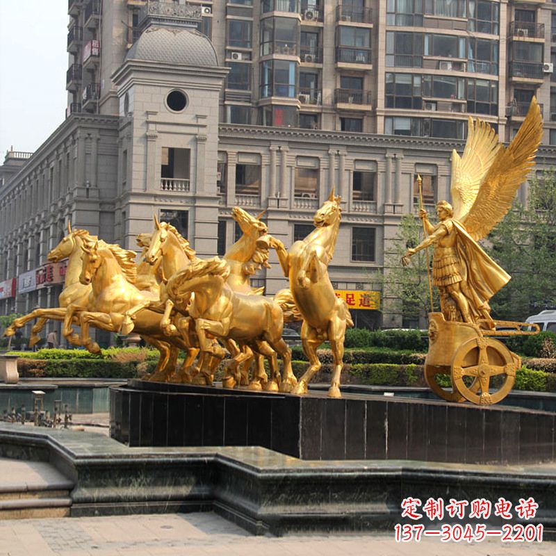 江西小区大门阿波罗战车鎏金景观铜雕