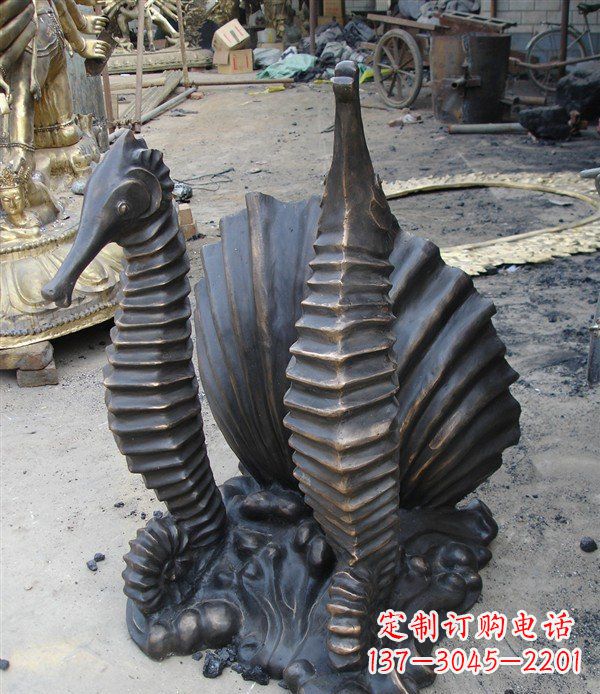 江西小区动物海马铜雕 