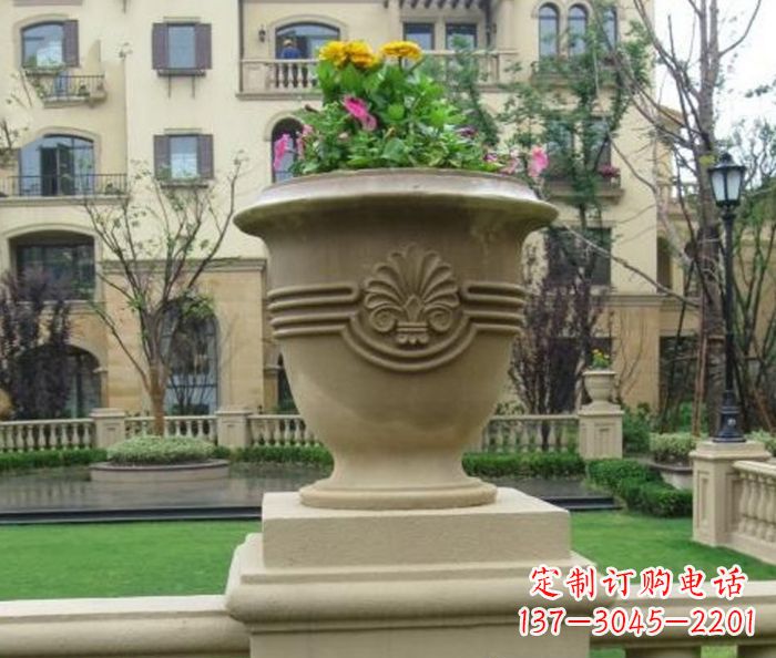 江西小区景观大理石花盆石雕 (5)