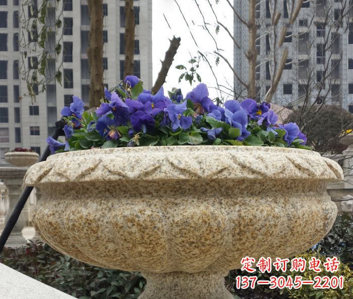 江西小区景观大理石花盆石雕