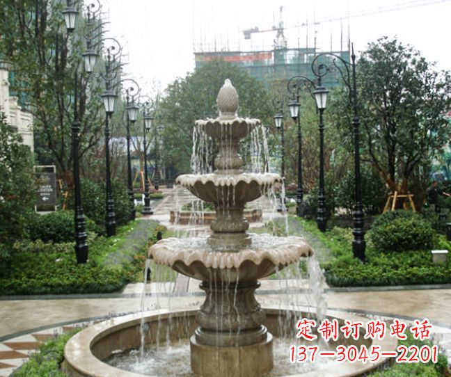 江西小区景观大理石喷泉石雕 (4)