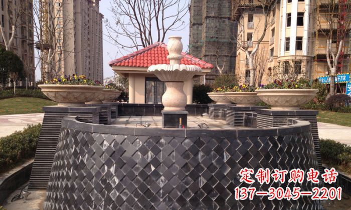 江西小区景观大理石喷泉石雕 (3)