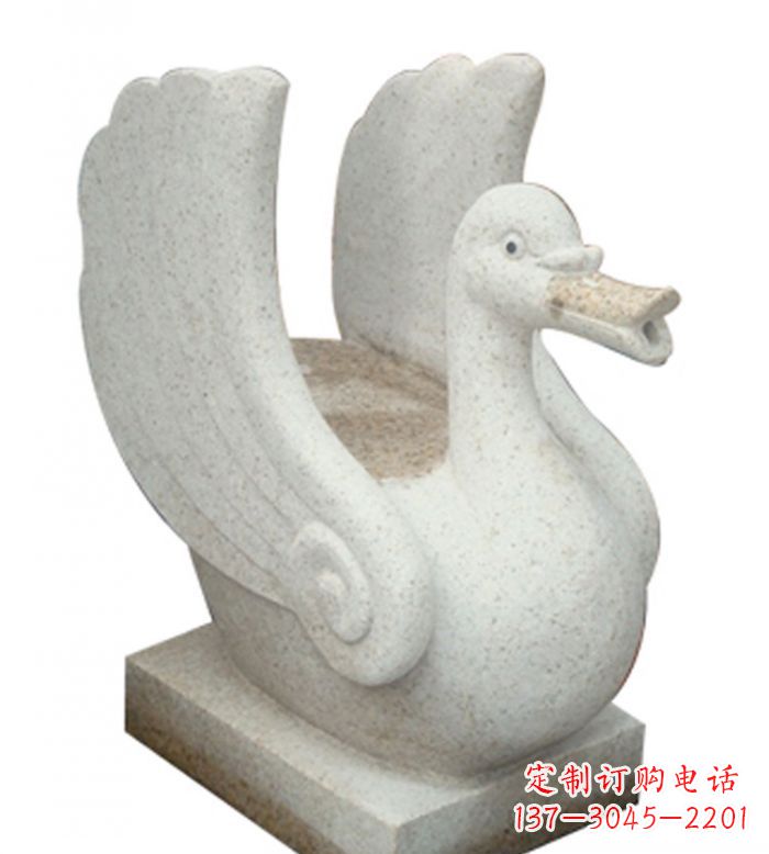 江西小区景观大理石天鹅喷泉石雕 (2)
