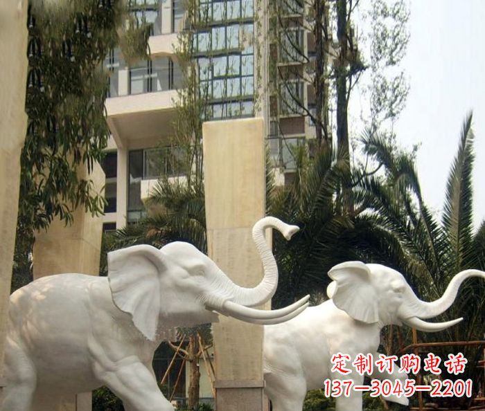 江西小区景观汉白玉大象石雕