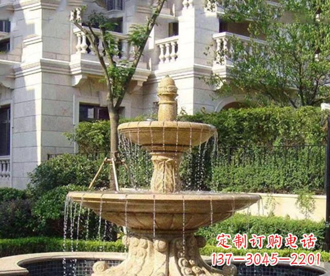 江西小区景观晚霞红多层喷泉石雕 (4)