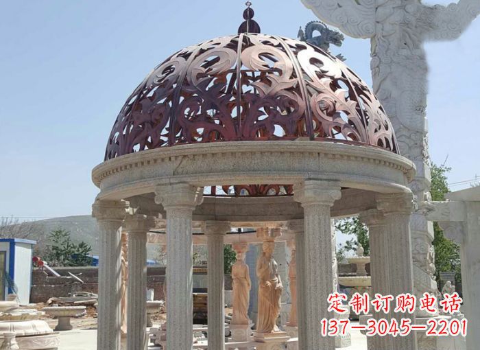 江西小区欧式圆顶凉亭石雕 (3)