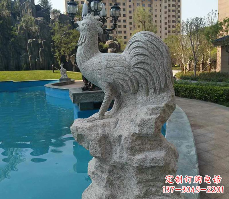 江西小区十二生肖鸡动物石雕