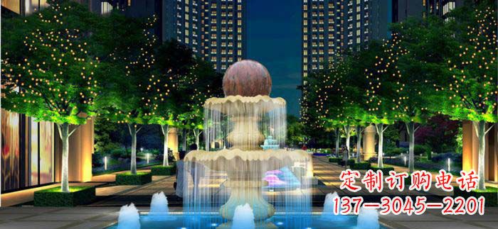 江西小区石来运转风水球石雕喷泉