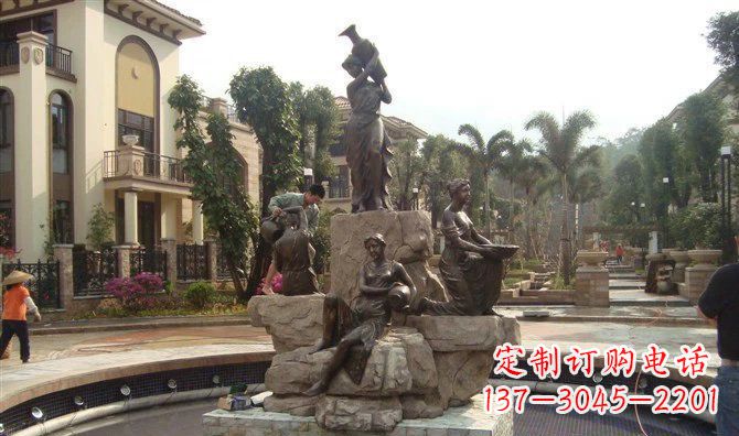 江西小区西方美女喷泉人物铜雕