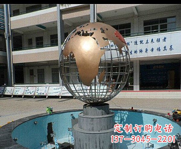 江西校园不锈钢地球喷泉雕塑