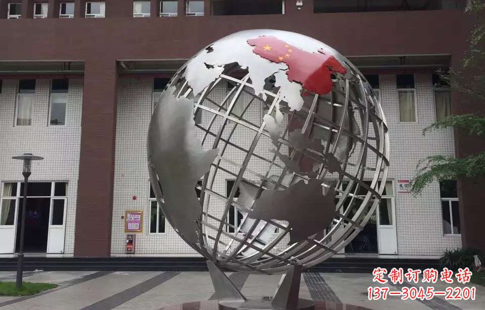 江西校园不锈钢地球仪雕塑 (4)