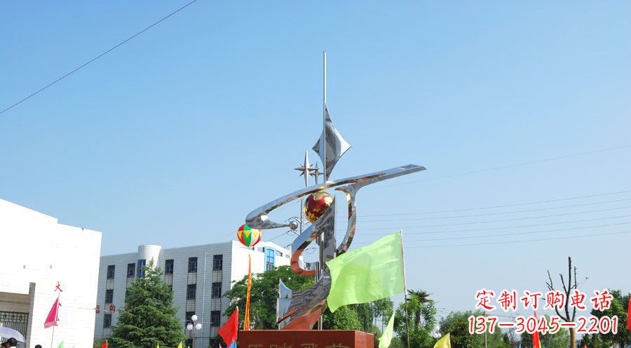 江西校园不锈钢马踏飞燕地球雕塑