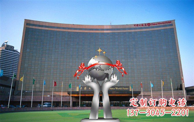 江西校园不锈钢双手捧地球雕塑