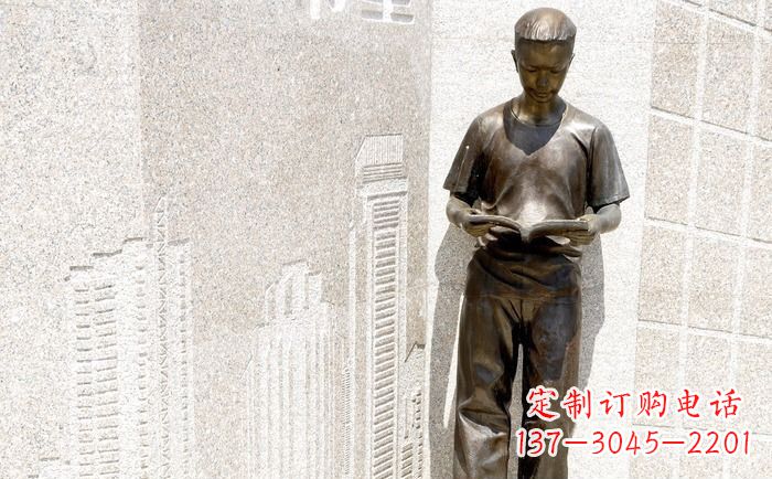 江西校园看书的学生人物铜雕