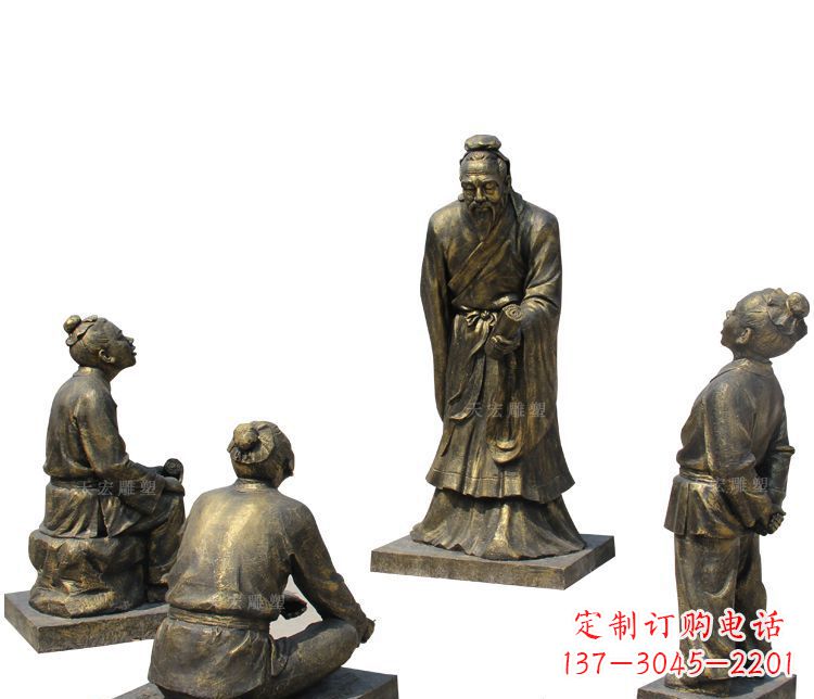 江西校园孔子讲学铜雕塑