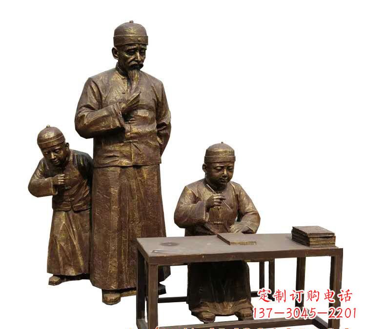 江西学生与老师人物铜雕