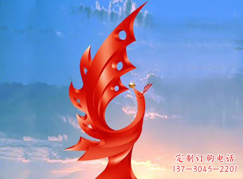 江西学校不锈钢奋进凤凰标志雕塑