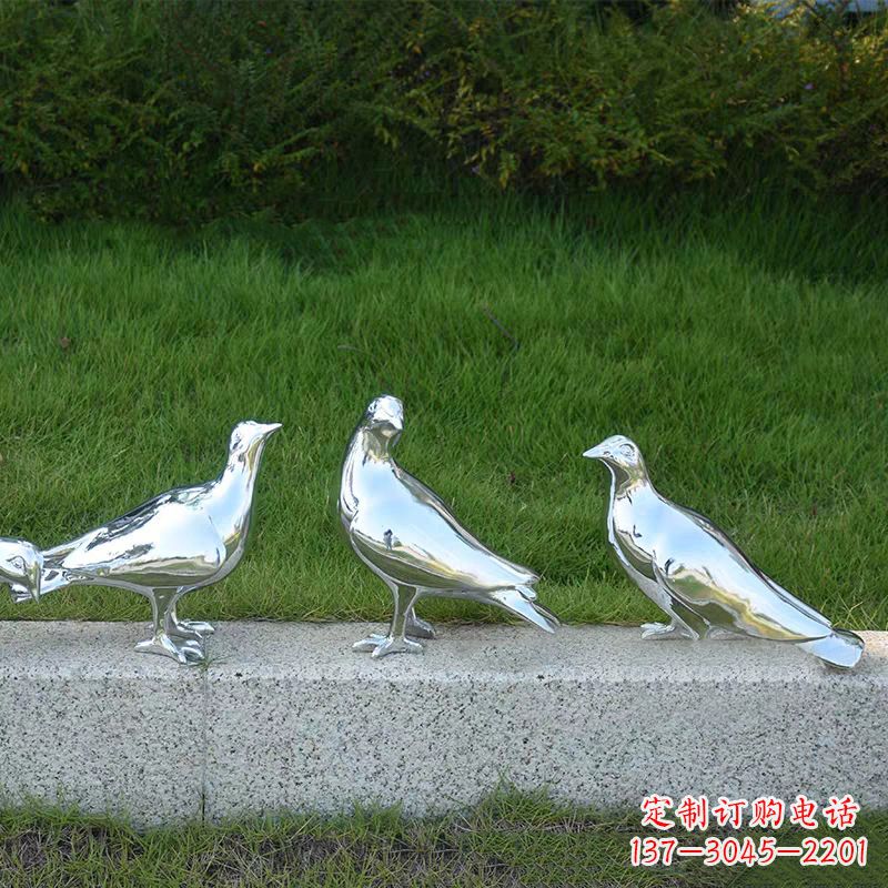 江西银白色不锈钢电镀鸽子雕塑摆件