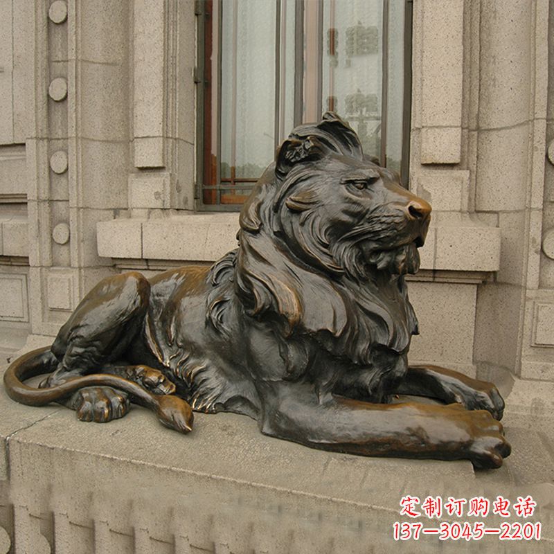 江西银行大门铜雕港币狮子看门动物雕塑
