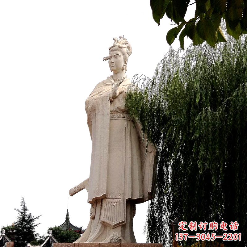 江西虞姬砂岩石雕-景区园林古代人物著名美女雕像