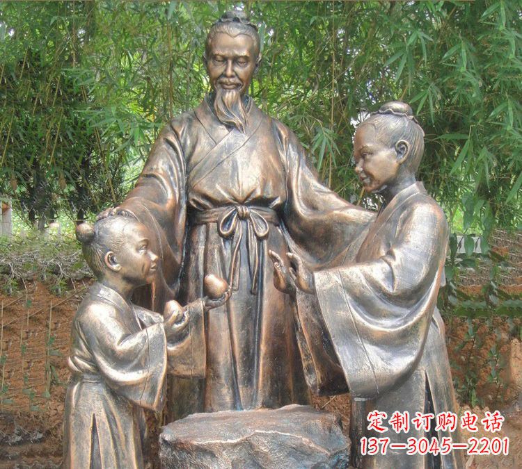 江西寓言故事铜雕_孔融让梨
