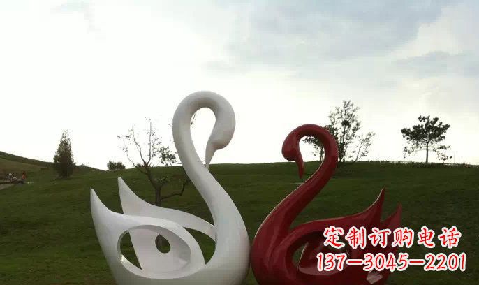 江西园林不锈钢抽象天鹅雕塑