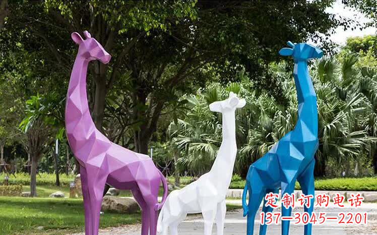 江西园林不锈钢动物长颈鹿雕塑