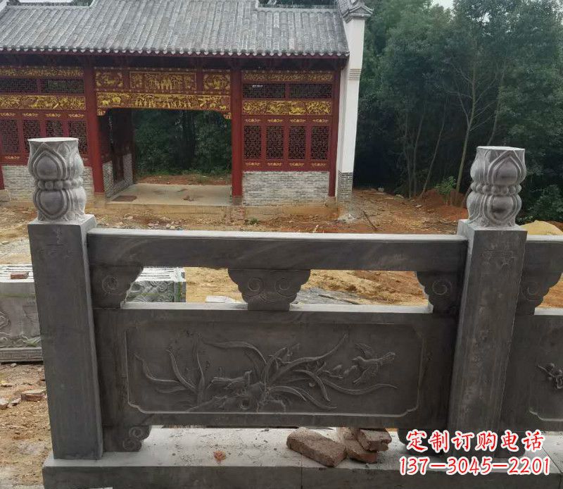 江西园林仿古兰花石浮雕栏板景观石雕