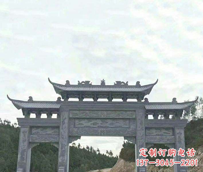 江西园林仿古三门石牌坊景观石雕