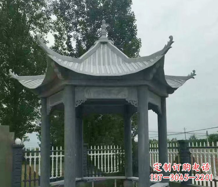 江西园林仿古石凉亭景观石雕 (2)