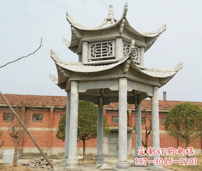 江西园林仿古双层石雕凉亭 (2)