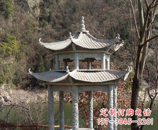 江西园林仿古双层石雕凉亭