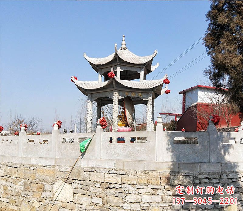 江西园林仿古双层石凉亭景观石雕 (3)