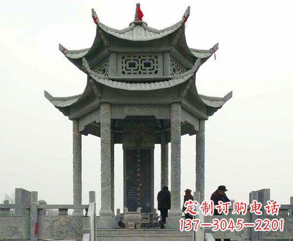 江西园林仿古双层石凉亭景观石雕