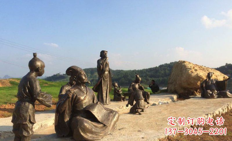 江西园林古代人物和玩耍的小孩小品铜雕