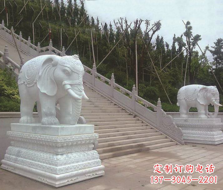 江西园林汉白玉大象景观石雕