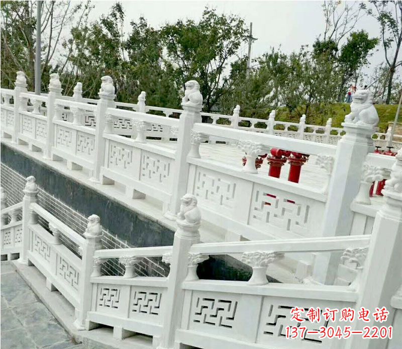 江西园林汉白玉栏板景观石雕 (2)