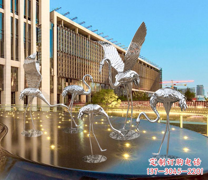 江西园林火烈鸟不锈钢雕塑