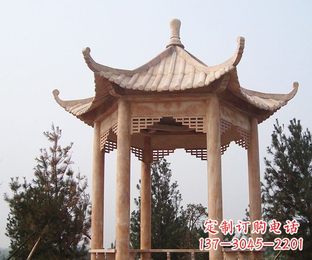 江西园林景观单层石雕凉亭 (3)