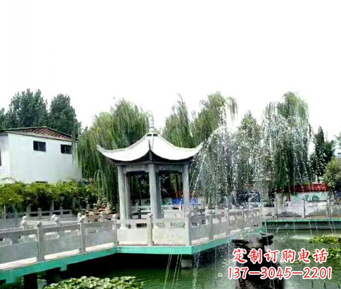 江西园林景观单层六角石雕凉亭