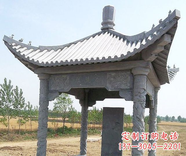 江西园林景观单层石雕凉亭 (4)