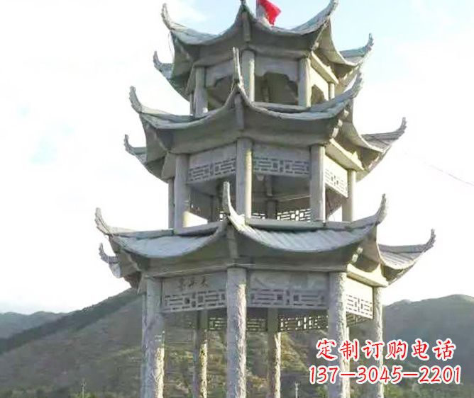 江西园林景观多层凉亭石雕 (3)