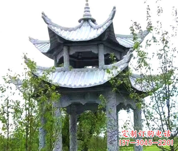 江西园林景观仿古六角石凉亭