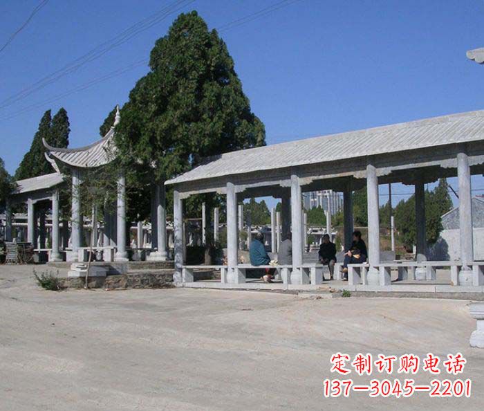 江西园林景观仿古石雕长廊凉亭 (2)